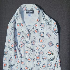 Karl Lagerfeld Blue and Orange Graphic Men's Shirt